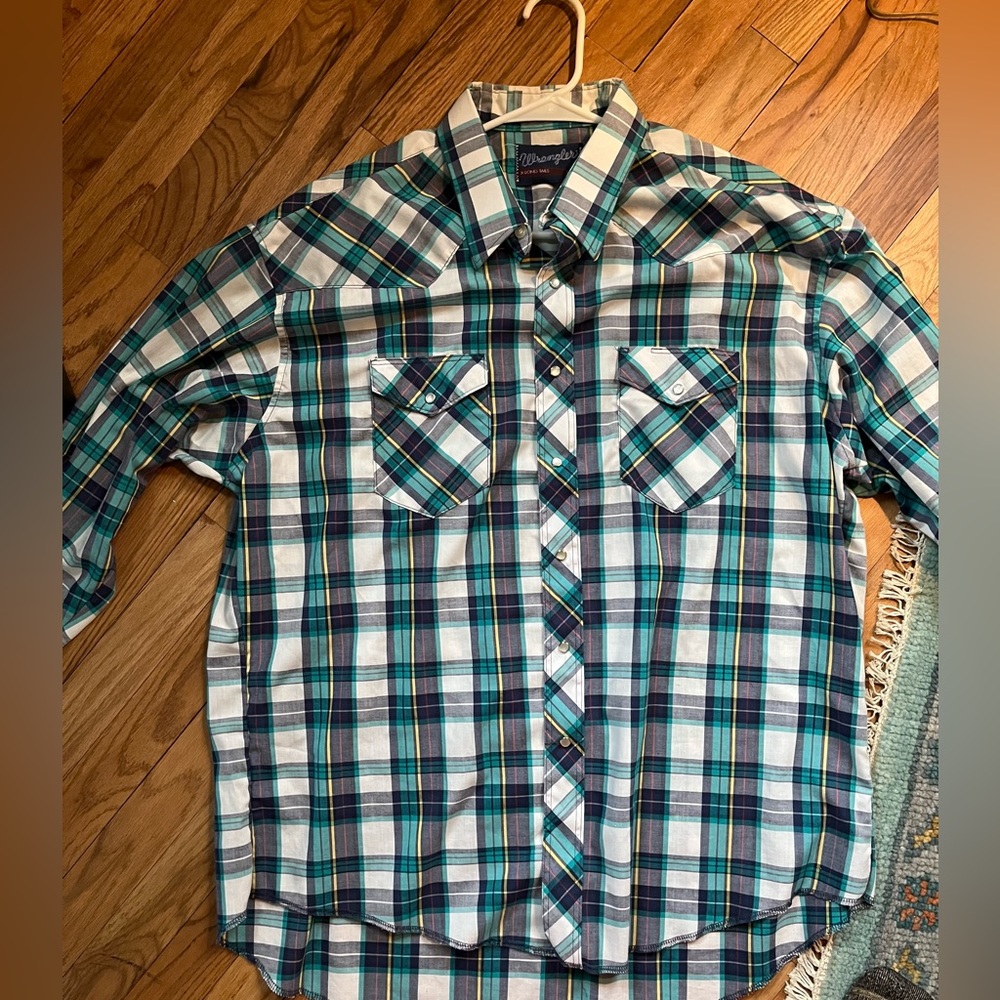 Vintage Wrangler x-long tails shirt pearl snaps 18-35
